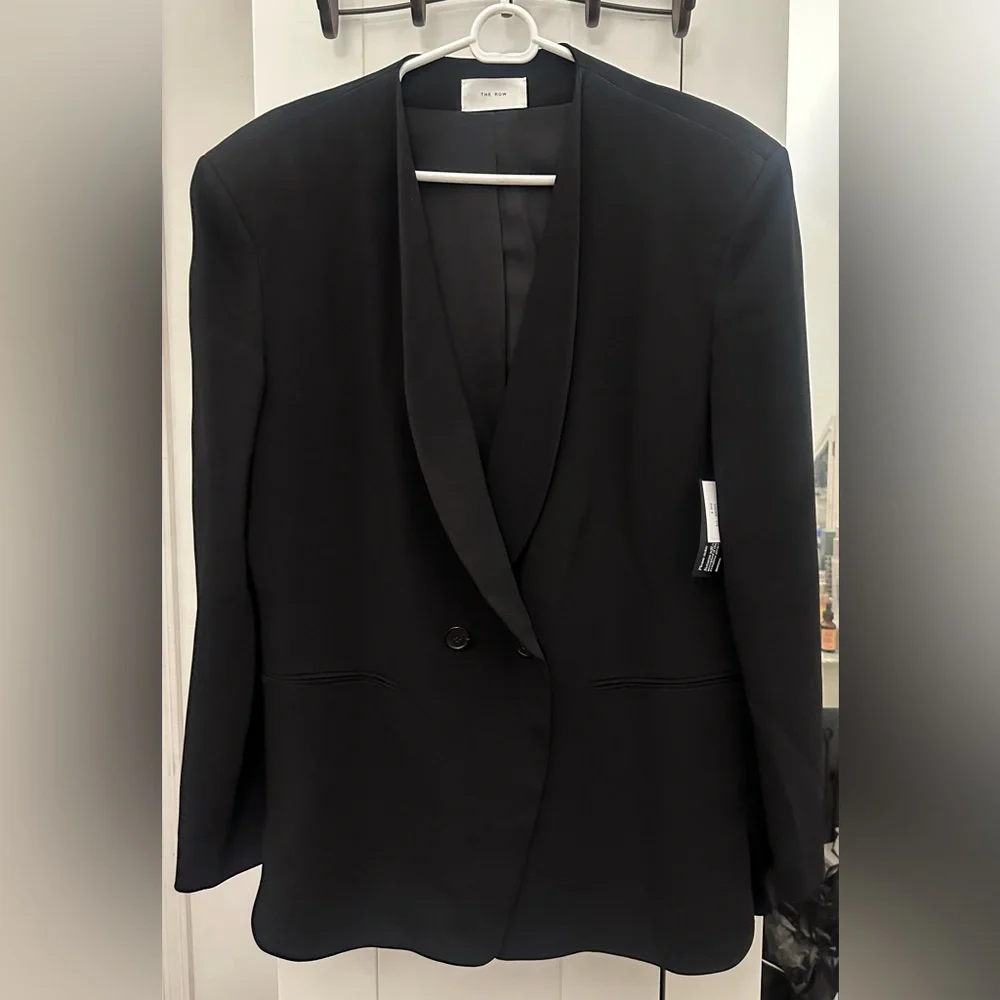 THE ROW black Alda blazer jacket double breasted shawl lapels New w/tags $2800 - Picture 7 of 16